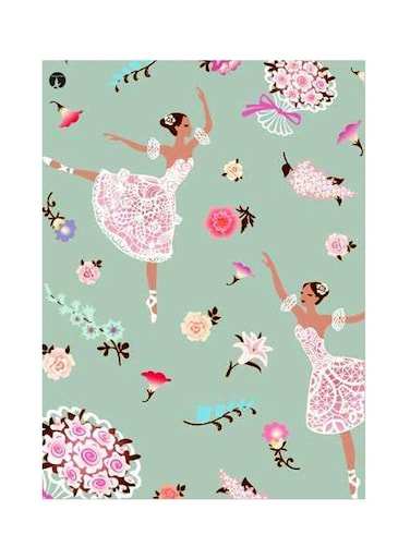 Dancing Girl Themed Metallic Plate Green/Pink/Brown 20x15cm