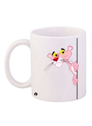 Cartoon Printed Coffee Mug White/Pink/Yellow 11ounce