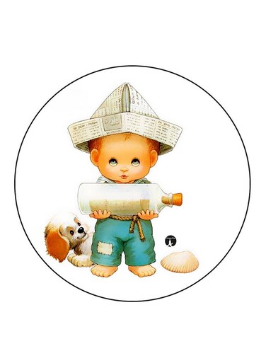 Boy Printed Fridge Magnet Round Multicolour