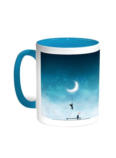 Design A Painting Printed Coffee Mug Turquoise/White 11ounce