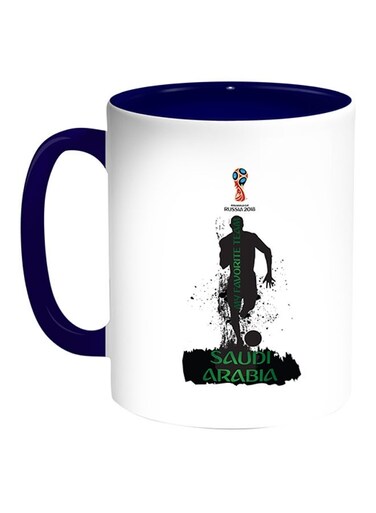 FIFA World Cup 2018 My Favourite Saudi Arabia Team Printed Coffee Mug White/Blue 11ounce