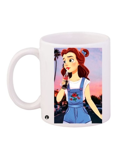 Cartoon Girl Printed Coffee Mug White/Beige/Blue
