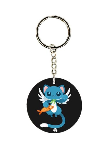 Anime Fairy Printed Keychain Black/Blue/Silver