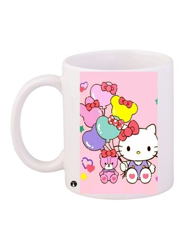Cartoon Printed Coffee Mug White/Pink/Blue 11ounce