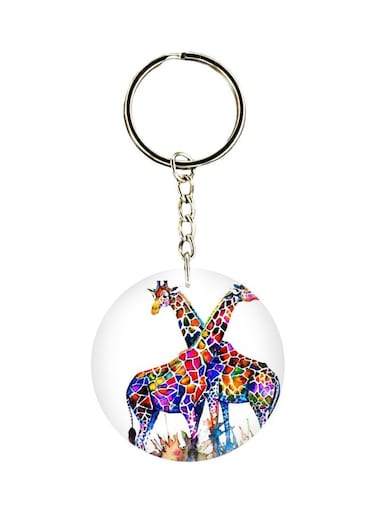 Double Sided Giraffe Printed Keychain