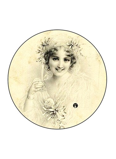 Beautiful Girl Printed Fridge Magnet Beige/Black 5.5 x 5.5cm