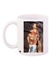 Hand Printed Coffee Mug White/Beige 11ounce