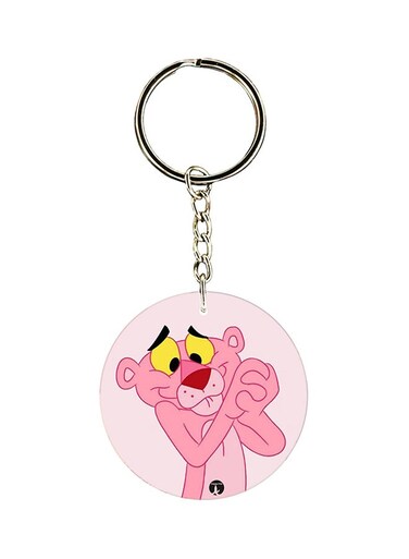 Pink Panther Design Keychain Pink/Yellow