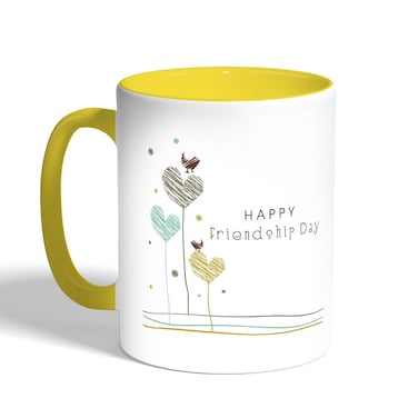 Happy Friendship Day Printed Coffee Mug, Yellow 11 Ounce