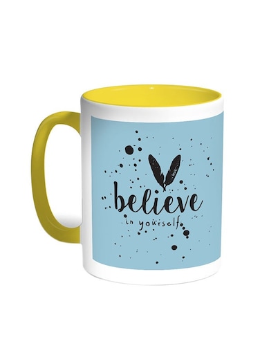 Believe In Yourself Printed Coffee Mug Yellow/White 11ounce