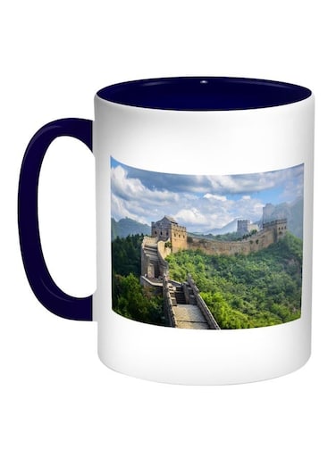Great Wall Of China Printed Coffee Mug Blue/White/Green 11ounce