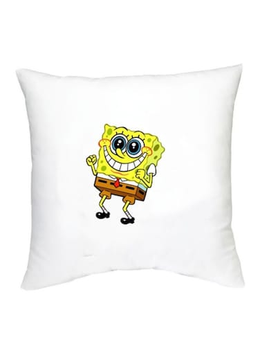 SpongeBob Character Printed Cushion White/Yellow/Brown 16x16inch