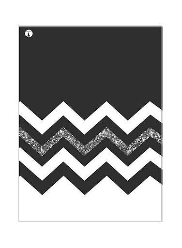 Abstract Themed Metallic Plate Black/White/Silver 20x15cm