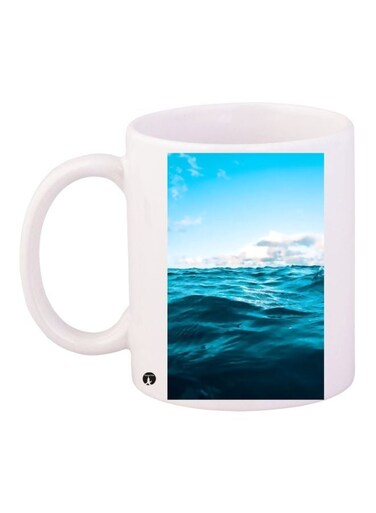 Waves Printed Coffee Mug White/Blue 11ounce