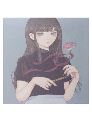 Girl Carrying A Rose Animation Hidden Frame Canvas Wall Painting Multicolour 50 x 50cm