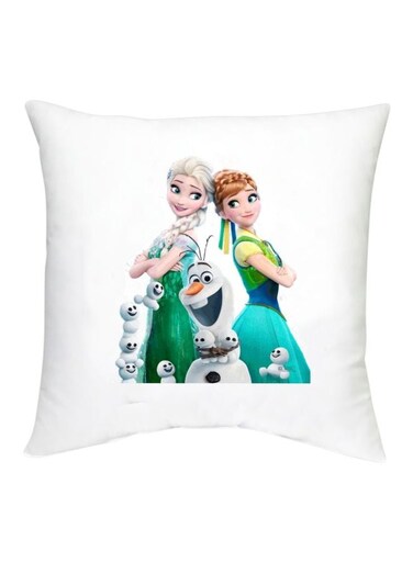 Frozen Character Printed Decorative Cushion White/Blue/Green 16x16inch