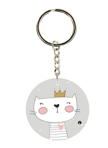 Cute Cartoon Cat Printed Keychain
