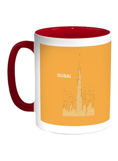 Dubai Towers Printed Coffee Mug Orange/White/Red 11ounce