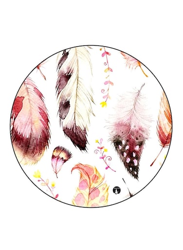 Feathers Printed Fridge Magnet Round Multicolour