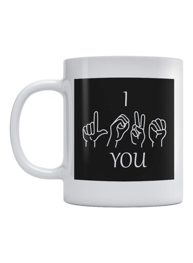 I Love You Printed Mug White/Black