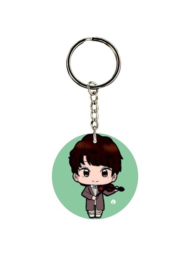 Cartoon Boy Printed Dual Sided Keychain