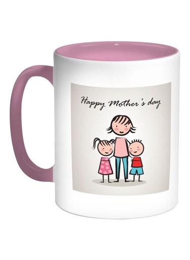 Happy Mother's Day Printed Coffee Mug Pink/Grey/White 325ml