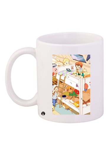 Anime Printed Coffee Mug White/Beige/Green