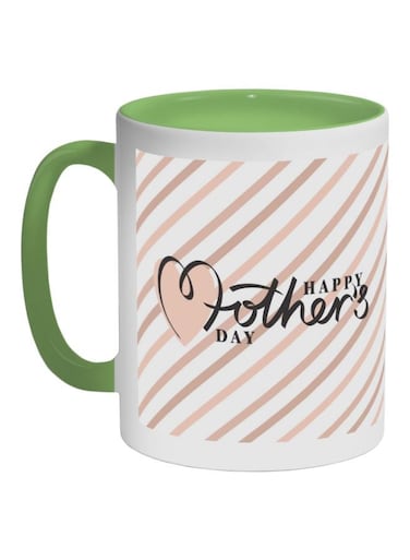 Happy Mother's Day Printed Ceramic Coffee Mug Green/White/Pink 11ounce