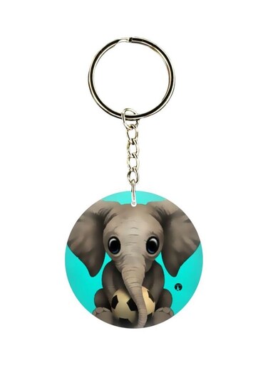 Double Sided Elephant Printed Keychain