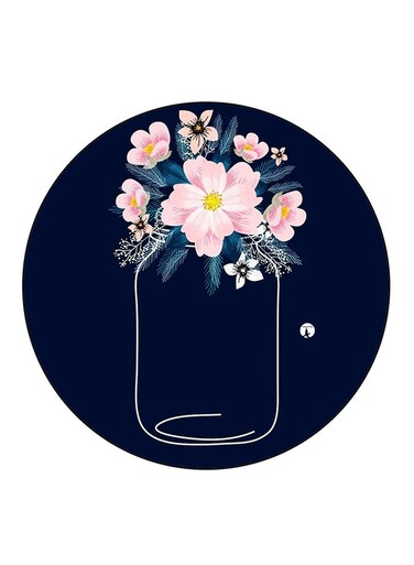 Flowers Printed Fridge Magnet Round Multicolour