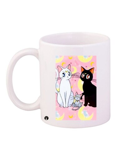 Cat Printed Coffee Mug White/Black/Pink
