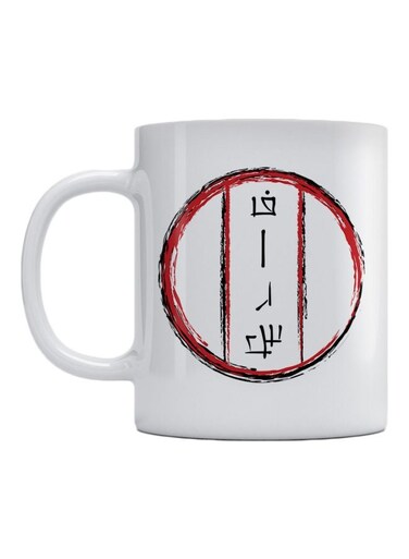 Name Faris Japanese Art Printed Ceramic Mug White/Red/Black 350ml