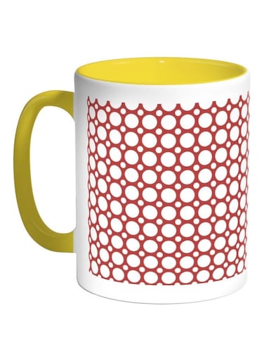 Large And Small Circles Printed Coffee Mug Yellow/White/Red 325ml