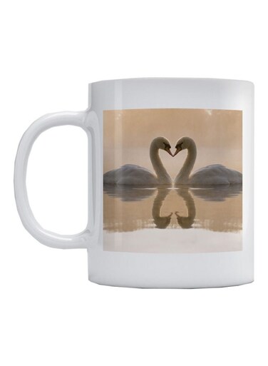 Love Swan Printed Mug White/Beige