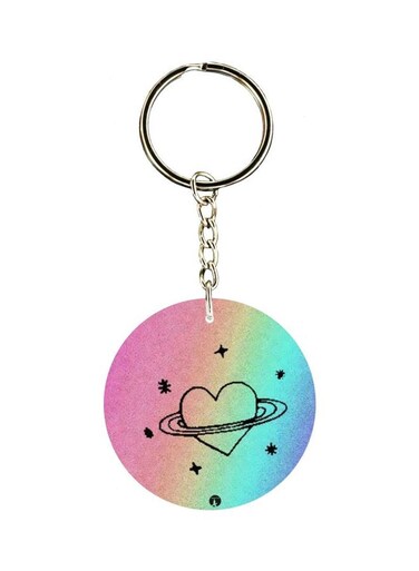 Heart Printed Double Sided Keychain