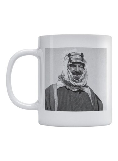 King Abdulaziz Al Saud Printed Ceramic Mug White/Grey