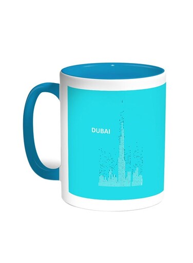 Abstract Drawing - Dubai Towers Printed Coffee Mug Turquoise/White 11ounce