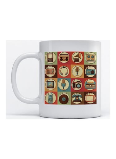 Mug Old Time Icons for Coffee and Tea White