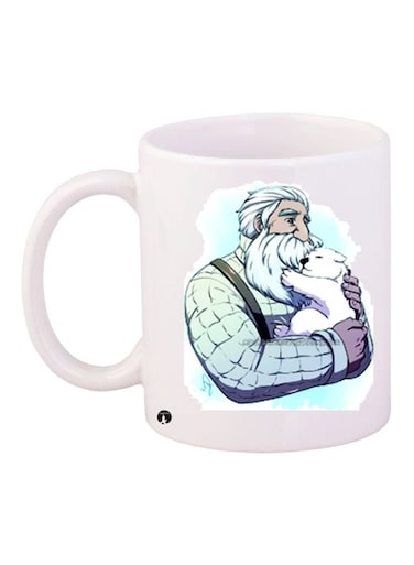 Cartoon Printed Coffee Mug White/Blue/Black 11ounce