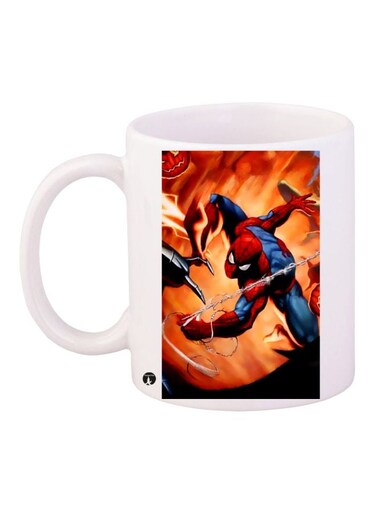 Spiderman Printed Coffee Mug White/Orange/Blue