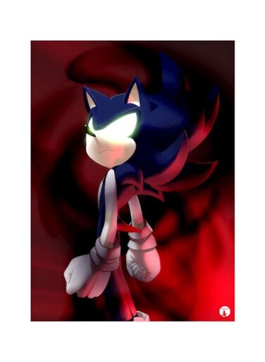 Sonic Metal Plate Poster Red/Blue 15x20cm