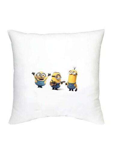Minion Character Printed Cushion White/Yellow/Blue 16x16inch