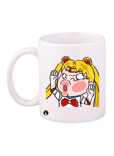 Sailor Moon Printed Coffee Mug White/Yellow/Red