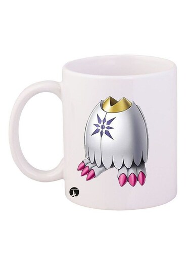 Digimon Printed Mug White/Gold/Pink 12ounce