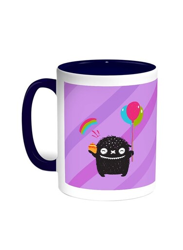Cartoon Drawing - The Joy Of Eid Printed Coffee Mug Blue/White 11ounce