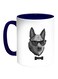 Wolf Wearing Glasses Printed Coffee Mug White/Blue 11ounce