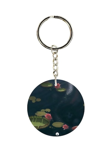 Lotus Printed Double-Sided Keychain