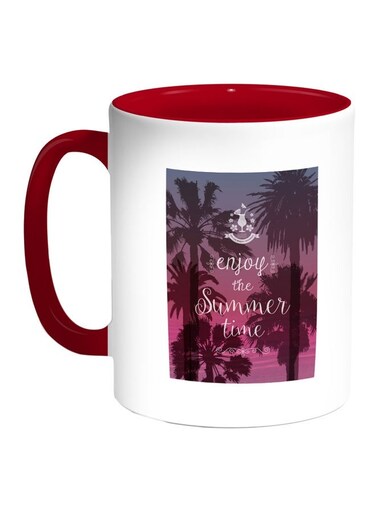 Enjoy The Summer Time Printed Coffee Mug Red/White/Purple 11ounce
