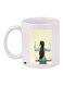 Woman Printed Ceramic Coffee Mug White/Blue/Yellow 11ounce