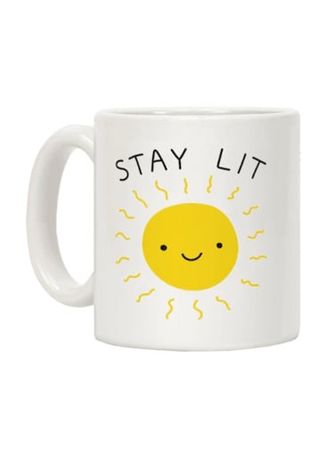 Stay Lit Sun Printed Ceramic Coffee Mug White